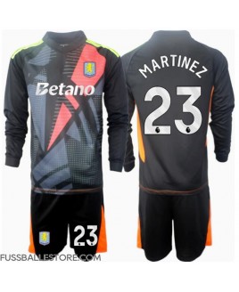 Günstige Aston Villa Emiliano Martinez #23 Torwart Auswärts Trikotsatzt Kinder 2024-25 Langarm (+ Kurze Hosen)